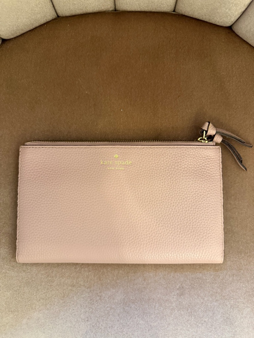 kate spade Blush Pink Pebbled Leather slim wallet